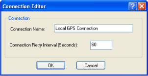Cuadro de diálogo Editor de conexión GPS.