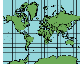 Ilustración de la proyección de Mercator