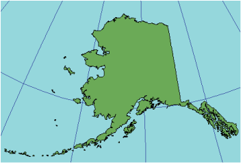Ilustración de la proyección de Cuadrícula Alaska