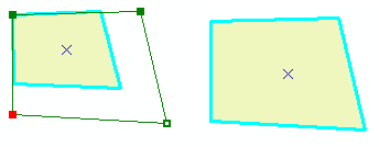 La extensión proporcional está activada para un polígono
