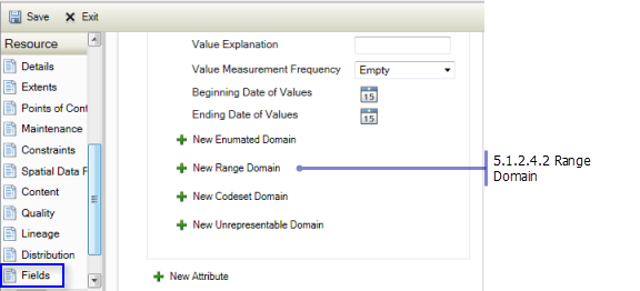 Resource Fields page: Range Domain