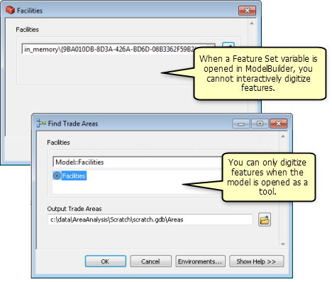 Conjunto de entidades interactiva deshabilitado en ModelBuilder