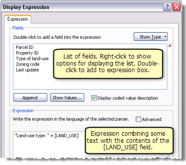 Configruación de una expresión de visualización