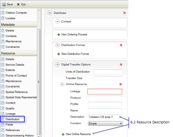 Resource Distribution page: Resource Description