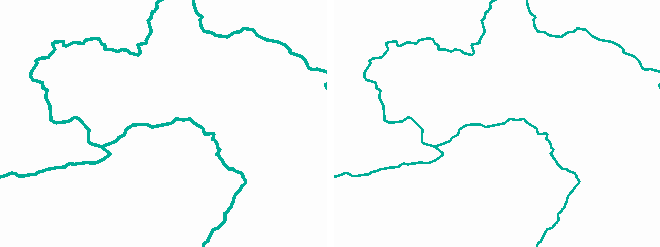 Imágenes de la ventana de vista previa de un servicio de mapas con tamaños de punto 2,6 y 1,9