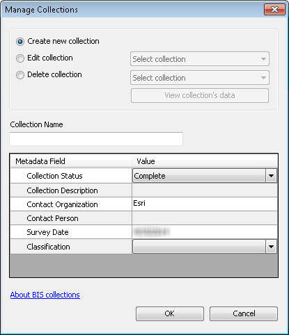 Manage Collections dialog box