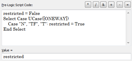 Evaluador de expresión de campo para la dirección origen-destino (VBScript)