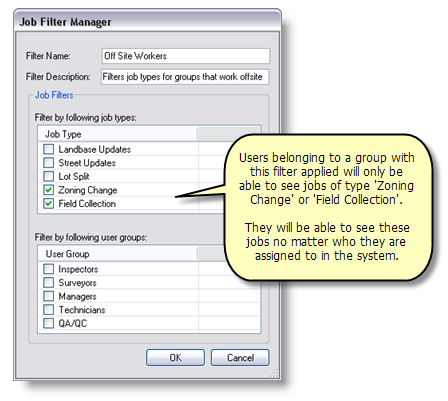 Administrador de filtros de trabajo