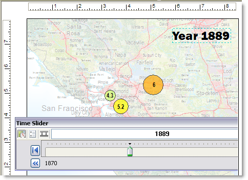 Captura de pantalla de una imagen de diseño de mapa con una marca de tiempo en la parte superior