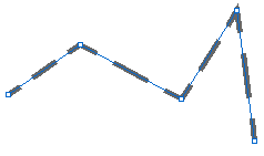 Línea rayada con puntos de control de representación
