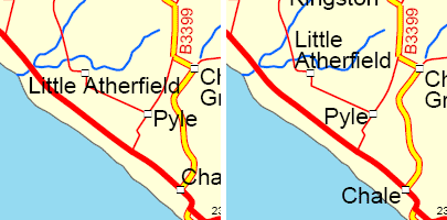 Usar pesos de entidades para evitar que las etiquetas se superpongan a las carreteras.