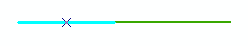 Línea dividida en un porcentaje a lo largo de la línea (45) desde el punto de inicio