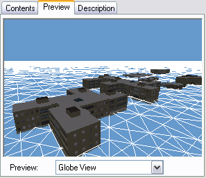 Navegue y realice una vista previa de datos 3D en la opción de vista previa Vista de globo de ArcCatalog