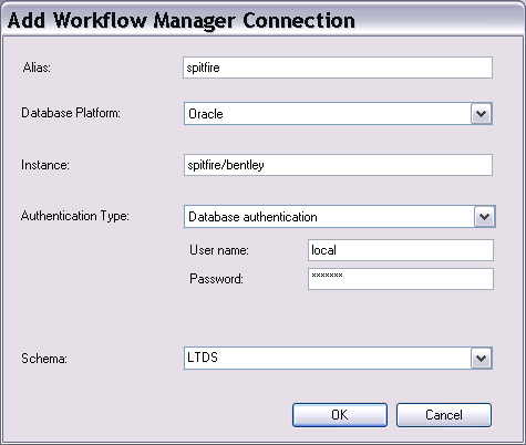 Cuadro de diálogo Agregar conexión de Workflow Manager
