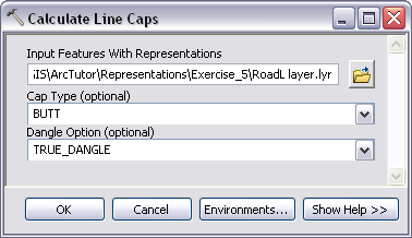 La herramienta Calcular línea Caps