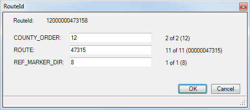 RouteId dialog box when no field separator is used, but padding is enabled for Route field