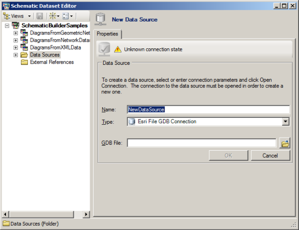 New Data Source properties page initial state