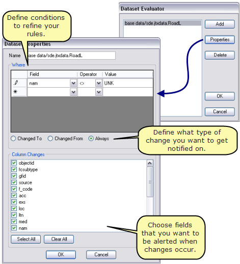 Propiedades de actualizar dataset