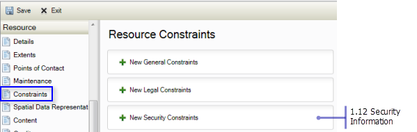 Resource Constraints page: Security Information