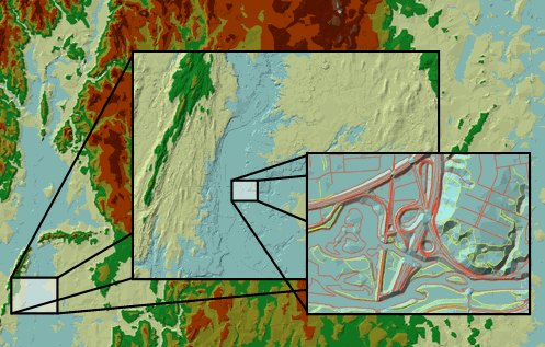 Varias resoluciones de un dataset de terreno