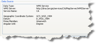 Información de la fuente de datos del servicio WMS