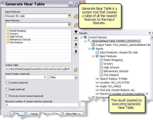 Utilizar la herramienta del sistema Generar tabla de cercanía para crear un resultado y compartir como un servicio