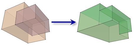 Ejemplo del uso de Combinación 3D para eliminar geometría interior innecesaria