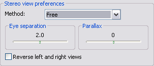 Preferencias de la vista estereoscópica para el método Libre.