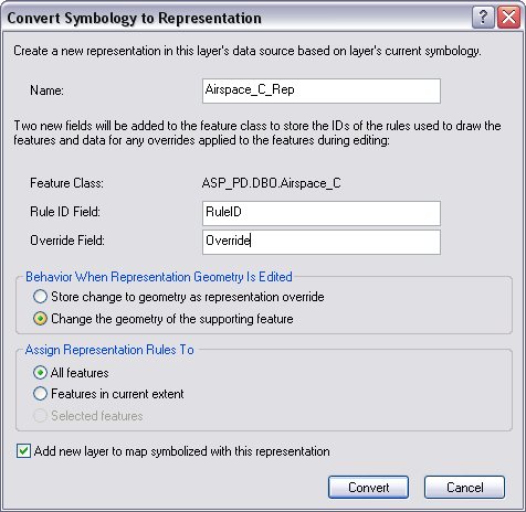 Convert Symbology to Representation dialog box