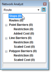 Haga clic en la clase Paradas en la ventana de Network Analyst