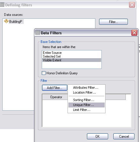 Data Filters dialog box