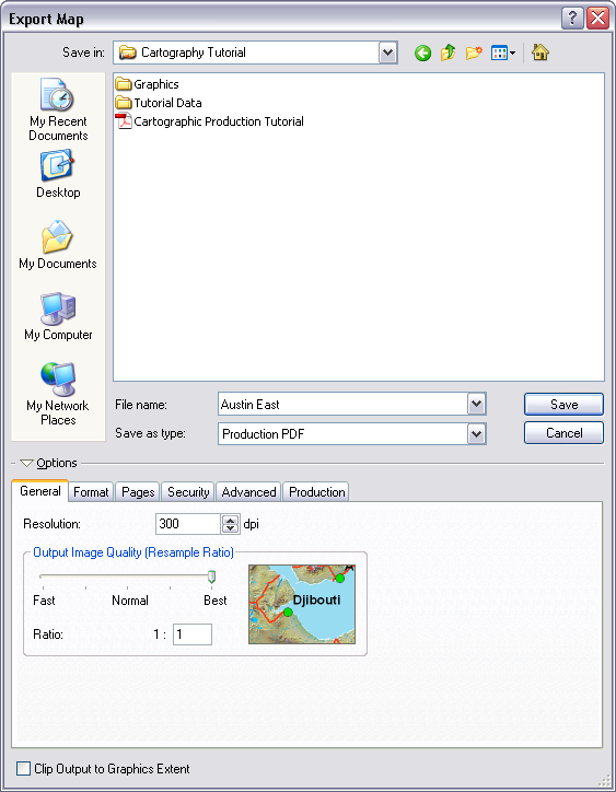 Export Map dialog box