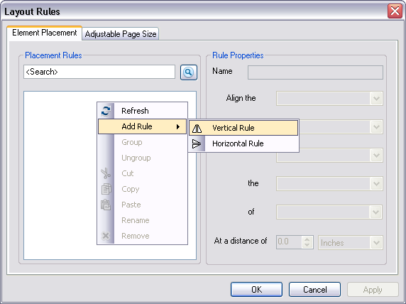 Layout Rules dialog box
