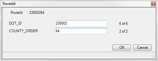 RouteId dialog box when no field separator or padding is used