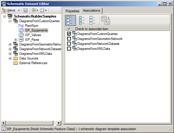 Schematic feature class Associations tab