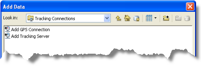 El cuadro de diálogo Añadir datos proporciona una opción para agregar una conexión al Servidor de seguimiento