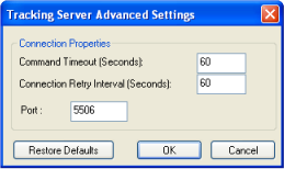Cuadro de diálogo Configuraciones avanzadas de servidor de Tracking