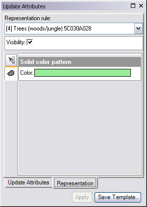Representation tab in the Update Attributes window Representation tab in the Update Attributes window
