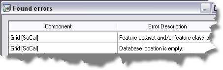 The Found errors dialog box The Found errors dialog box