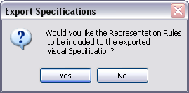 Export Specifications message box Export Specifications message box