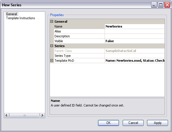 General pane on the New Series dialog box General pane on the New Series dialog box