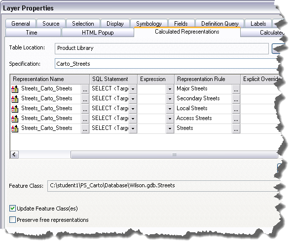 Calculated Representations tab Calculated Representations tab