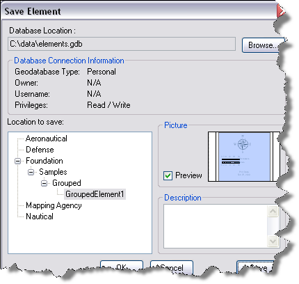 Save Element dialog box Save Element dialog box