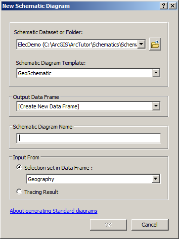 New Schematic Diagram dialog box—Standard builder diagram built from network data New Schematic Diagram dialog box—Standard builder diagram built from network data
