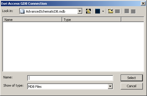 ESRI Access GDB Connection dialog box ESRI Access GDB Connection dialog box
