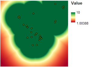 Distancia clasificada hasta los lugares de recreo Distancia clasificada hasta los lugares de recreo
