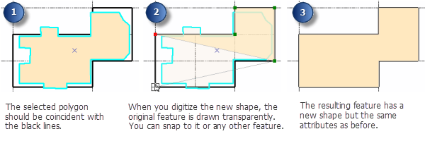 Utilizar Reemplazar geometría para volver a digitalizar la forma de una entidad