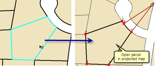 Abrir una parcela en el mapa proyectado