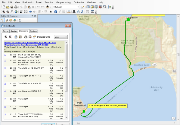 Ruta de ferry WA