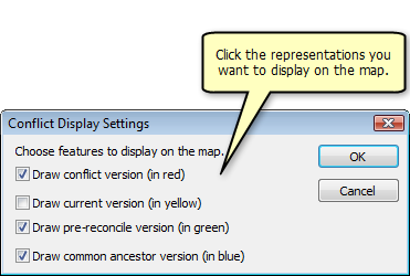 Elegir la configuración de la visualización de conflictos